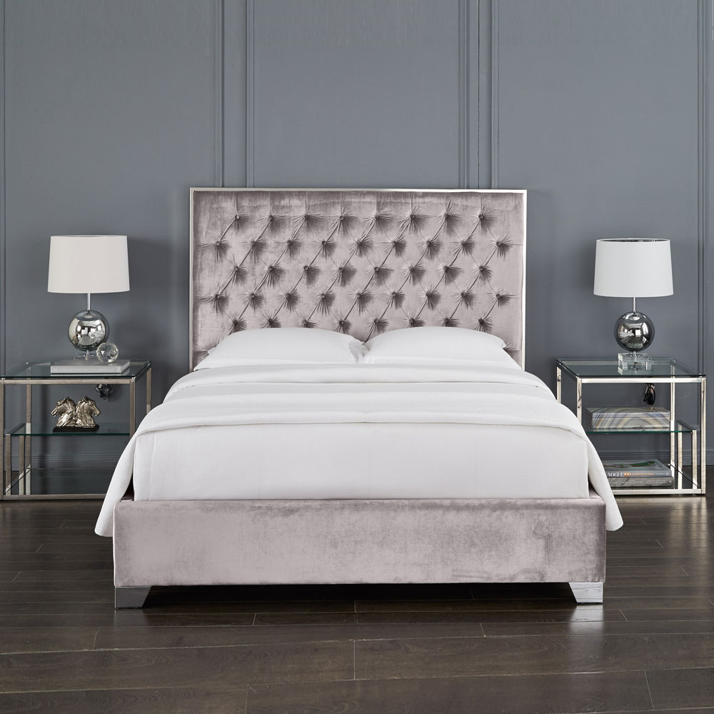 Kroma Bed: Grey Velvet